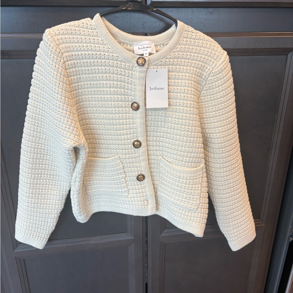 Bohme Cream Textured Cardigan